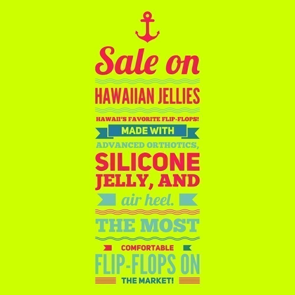 Hawaiian jelly flip-flops on sale! Click poster
